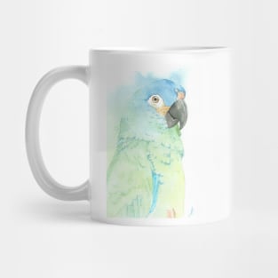 blue-winged macaw parrot portrait watercolor painting tropical pet Mug